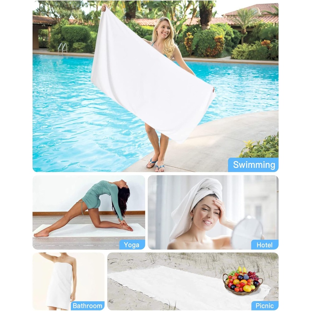 1pc Beach Towel Pure White Tow - Herbal Yoga ulasan dan harga