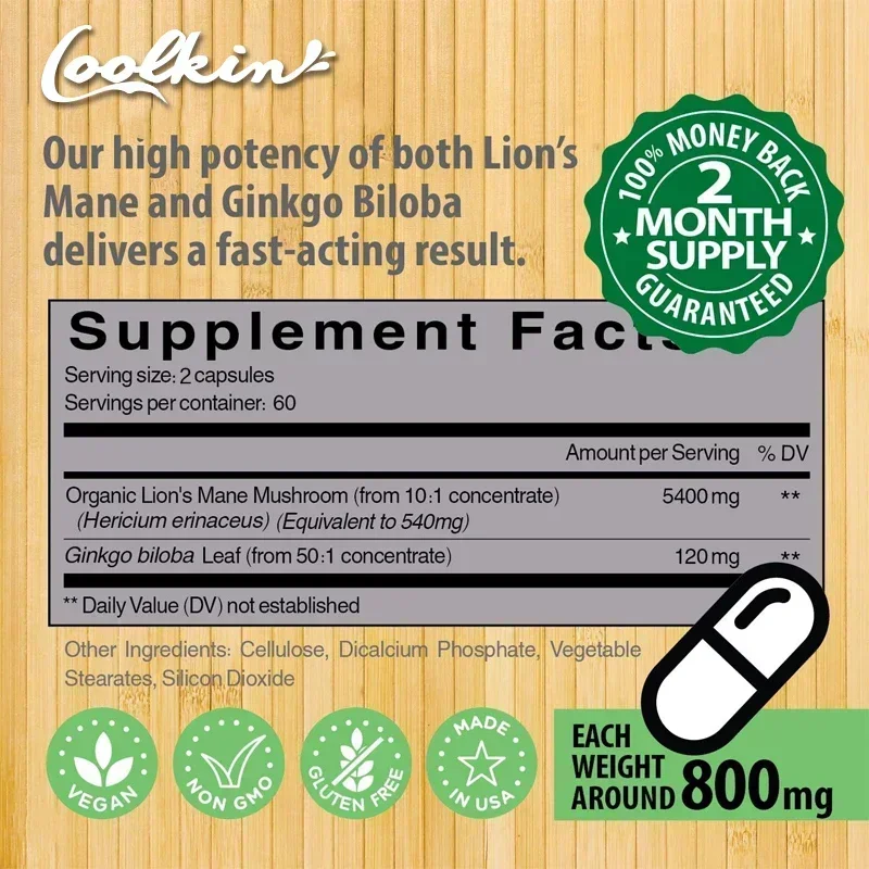 Coolkin Lion's Mane Mushroom E - Ginkgo Biloba Extract ulasan dan harga